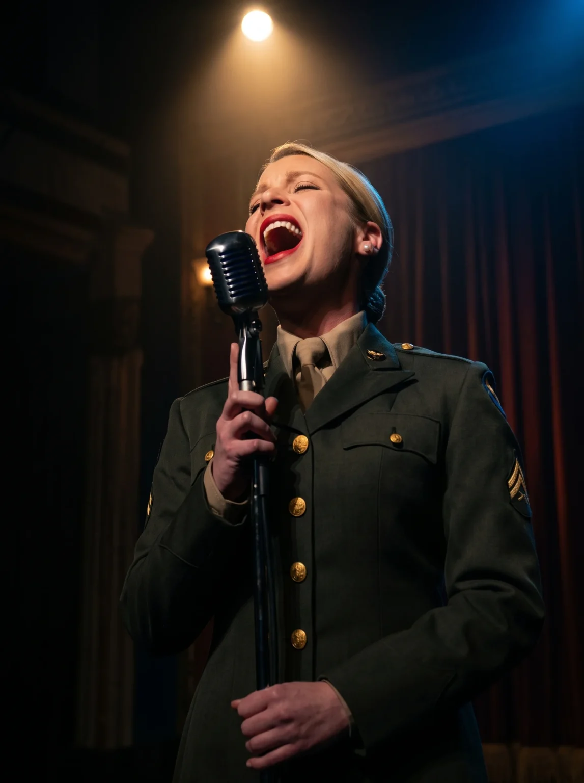 Soldado cantando We’ll Meet Again durante la Segunda Guerra Mundial, una imagen histórica que evoca la cultura y las experiencias de viaje ligadas a la historia europea.