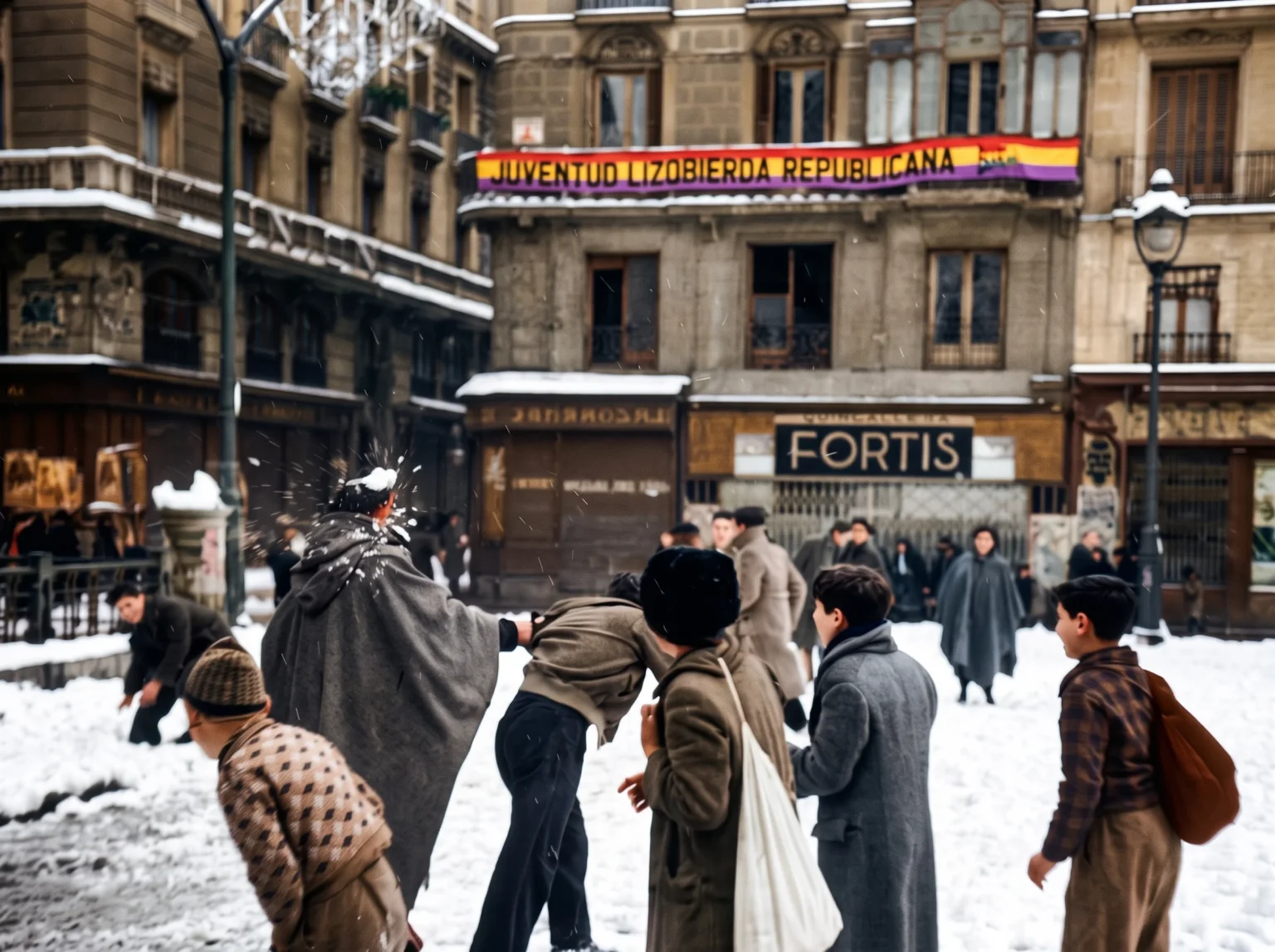 Organización Nevada en Madrid durante la Guerra Civil Española en 1938, una imagen histórica vinculada a los viajes de historia, el turismo cultural y las experiencias en destinos de memoria y patrimonio histórico.