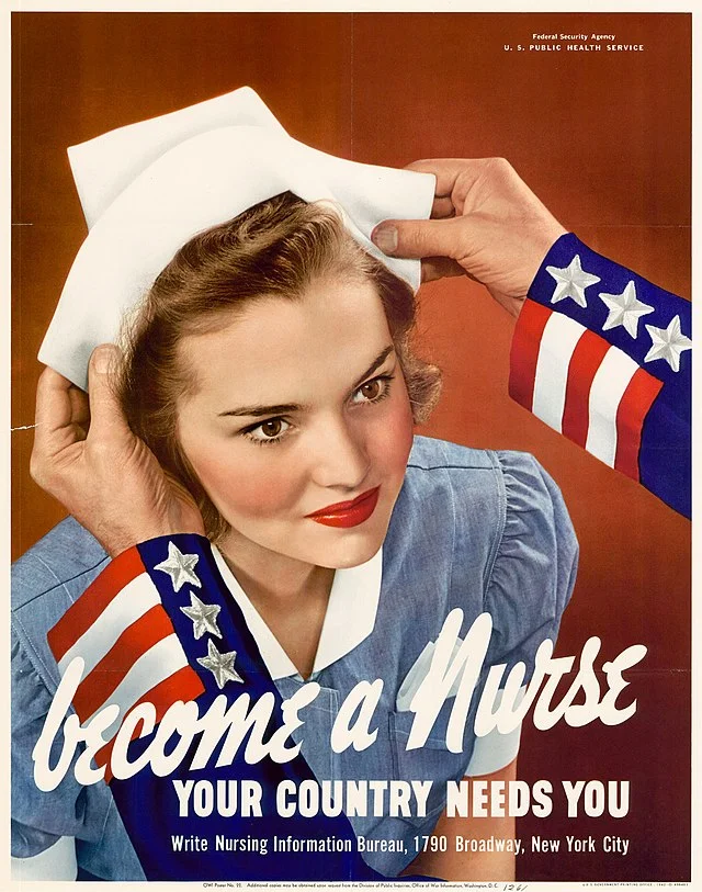 Cartel de la Asociación Americana de Enfermeras en Norte de Texas, imagen histórica de propaganda sanitaria y organización profesional